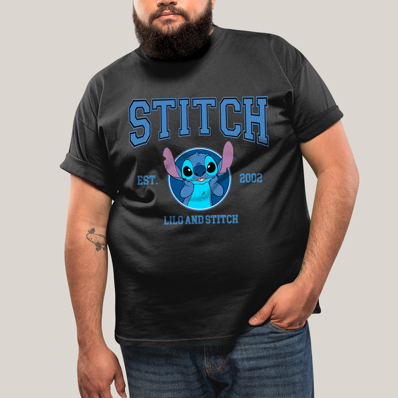 Camiseta Plus Size Algodão Unissex T shirt Lilo & Stitch Est.2002