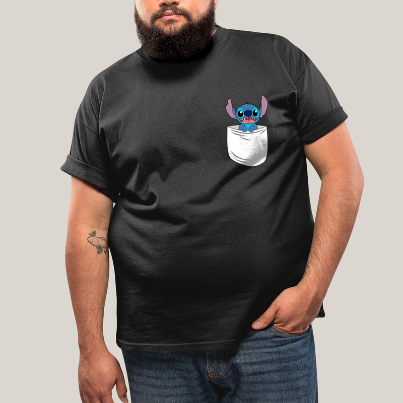 Camiseta Plus Size Algodão Unissex T shirt Lilo & Stitch Orelha Caida FC