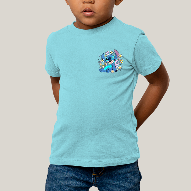 Camiseta Infantil Algodão Unissex T shirt Lilo & Stitch Piscando FC