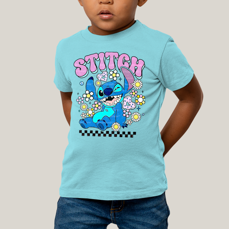 Camiseta Infantil Algodão Unissex T shirt Lilo & Stitch Piscando