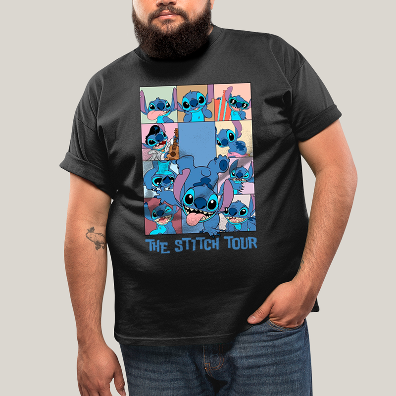 Camiseta Plus Size Algodão Unissex T shirt Lilo & Stitch The Stitch Tour