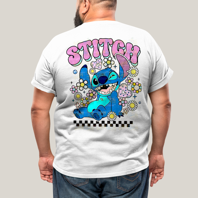 Camiseta Plus Size Algodão Unissex T shirt Lilo & Stitch Piscando FC