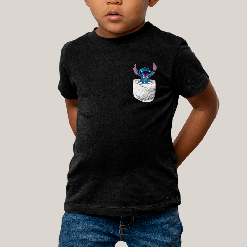 Camiseta Infantil Algodão Unissex T shirt Lilo & Stitch Orelha Caida FC