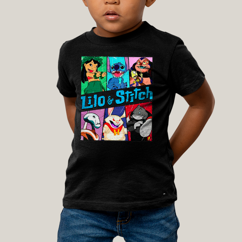 Camiseta Infantil Algodão Unissex T shirt Lilo & Stitch Alienigenas