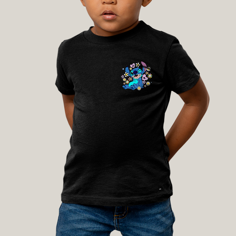 Camiseta Infantil Algodão Unissex T shirt Lilo & Stitch Piscando FC