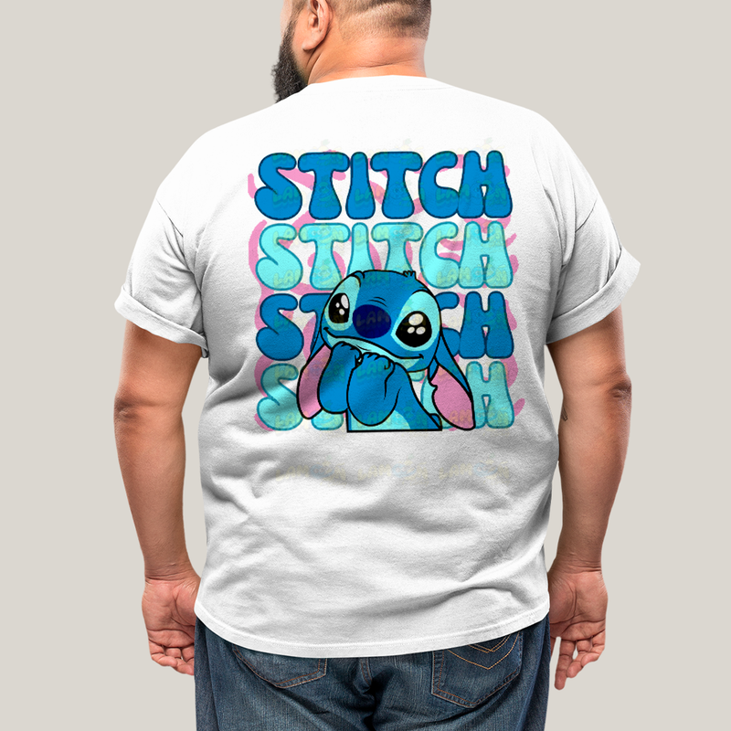 Camiseta Plus Size Algodão Unissex T shirt Lilo & Stitch Orelha Caida FC
