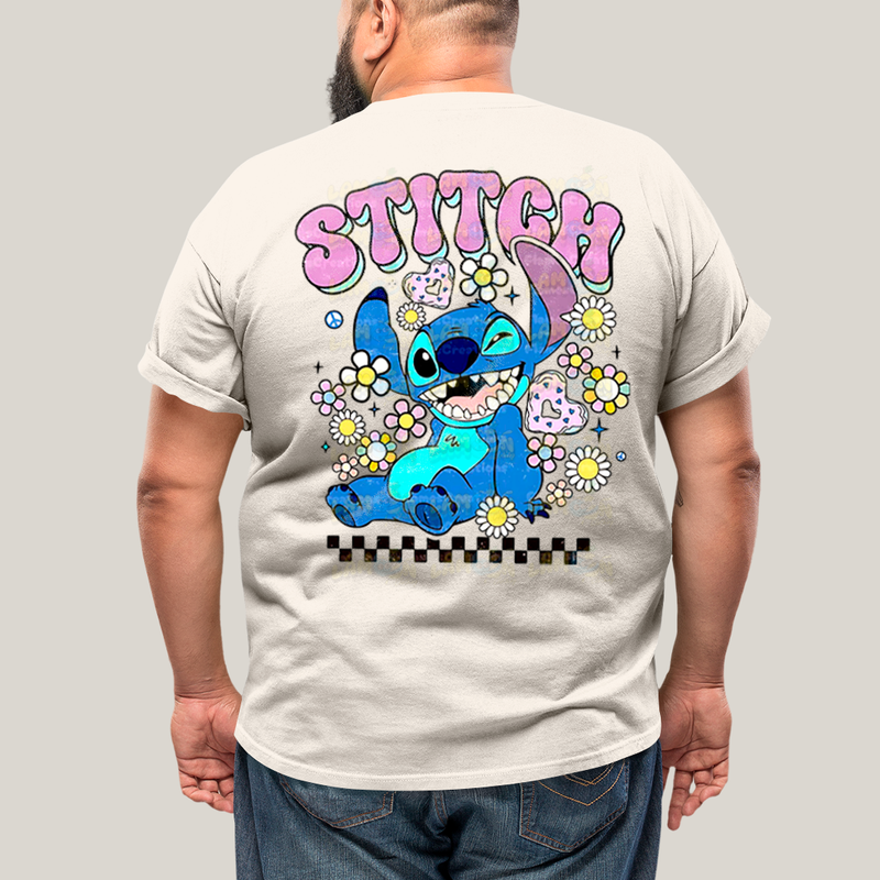 Camiseta Plus Size Algodão Unissex T shirt Lilo & Stitch Piscando FC