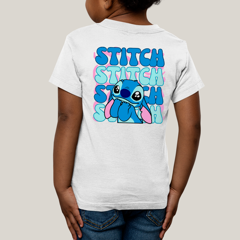 Camiseta Infantil Algodão Unissex T shirt Lilo & Stitch Orelha Caida FC