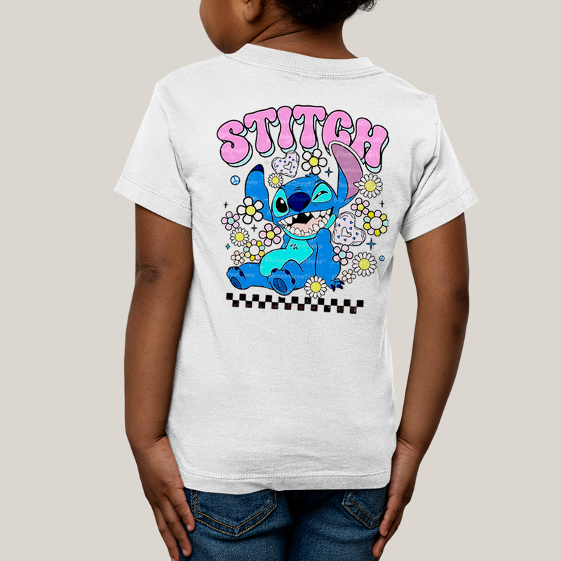 Camiseta Infantil Algodão Unissex T shirt Lilo & Stitch Piscando FC