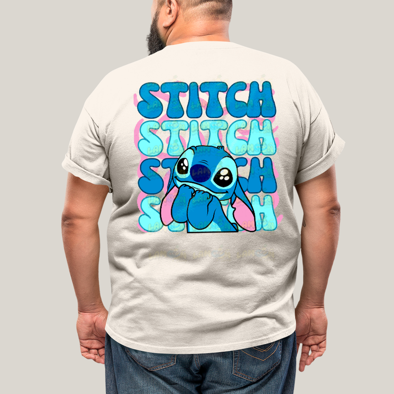 Camiseta Plus Size Algodão Unissex T shirt Lilo & Stitch Orelha Caida FC