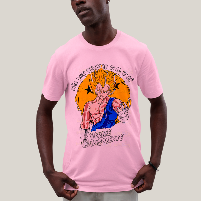 Camiseta Algodão Unissex T shirt - Vegeta Não Vou Revezar verme insolente dragonball