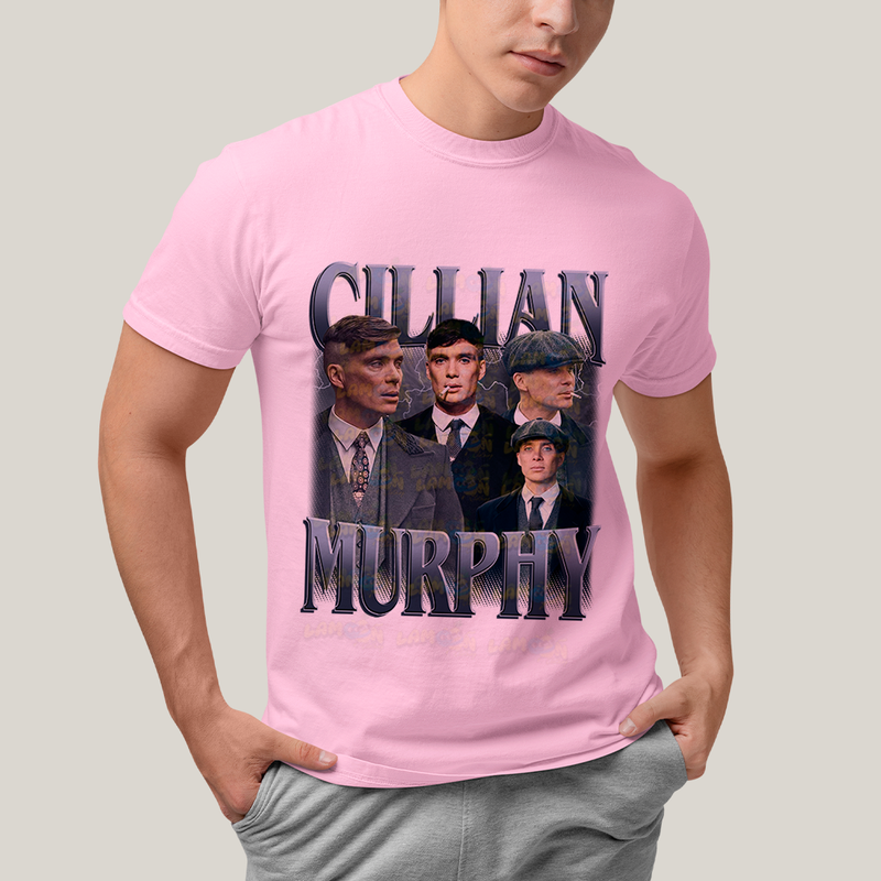 Camiseta Algodão Unissex T shirt - Cillian Murphy Peaky Blinders Cinzento