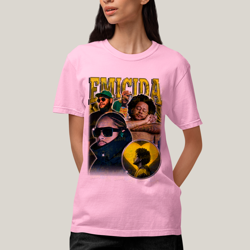 Camiseta Algodão Unissex T shirt - Emicida Amarelo cantor rap hip hop