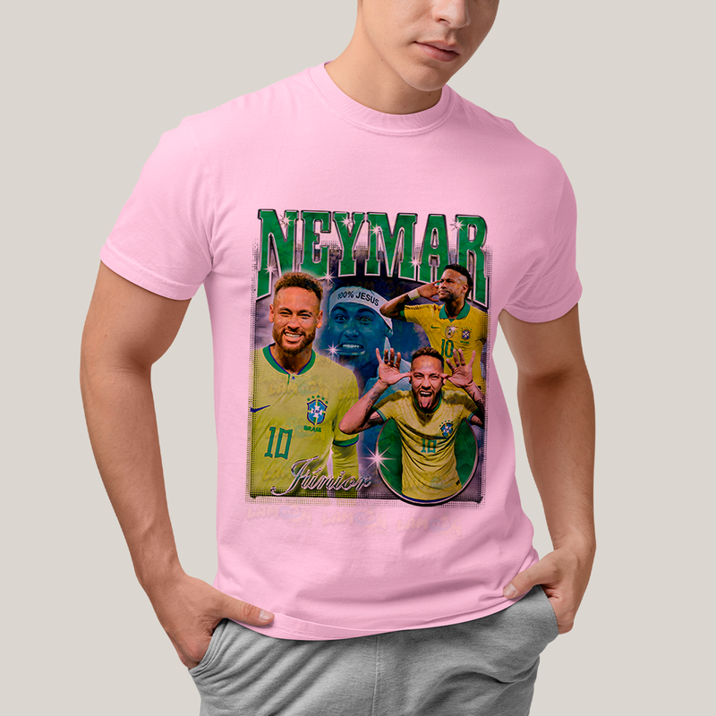 Camiseta Algodão Unissex T shirt - Neymar Júnior 100% Jesus jogador de futebol
