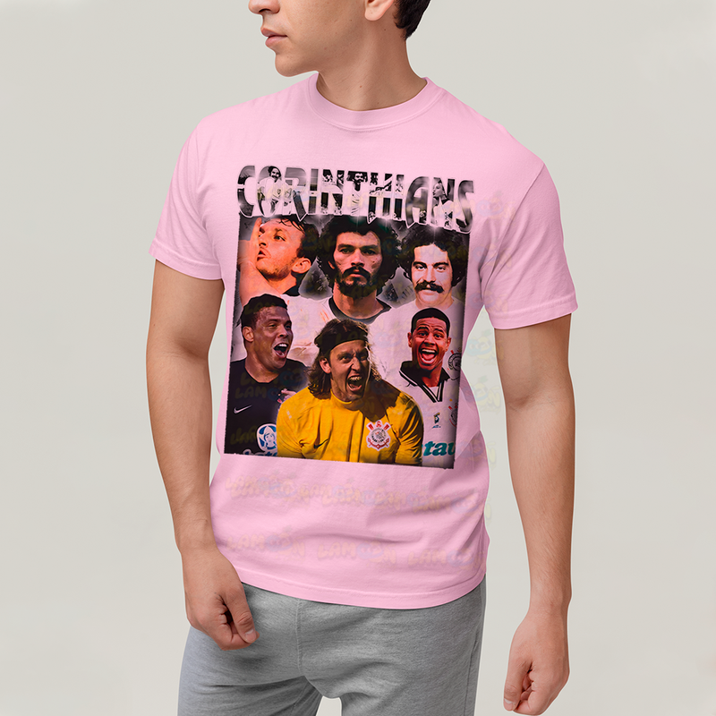 Camiseta Algodão Unissex T shirt - Futebol Ídolos Antigos Cássio Marcelinho Carioca Ronaldo Corinthians