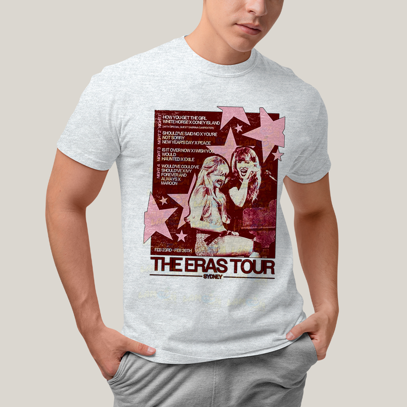 Camiseta Algodão Unissex T shirt  Sabrina Carpenter The Eras Tour Sydney Taylor Swift