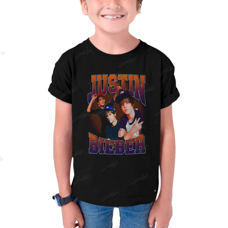 Camiseta Infantil Algodão Justin Bieber Teen Boné