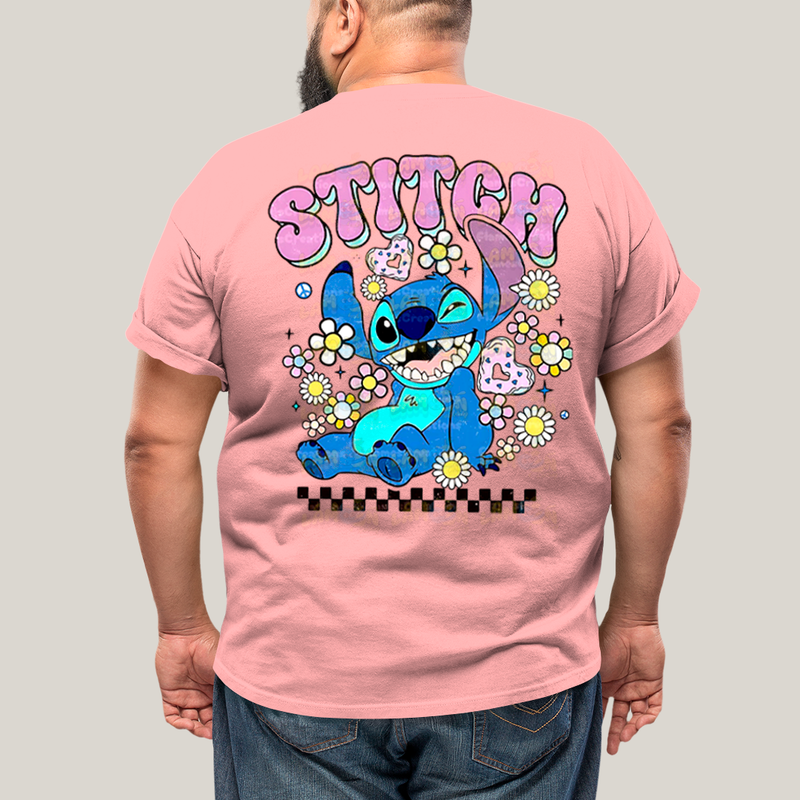 Camiseta Plus Size Algodão Unissex T shirt Lilo & Stitch Piscando FC