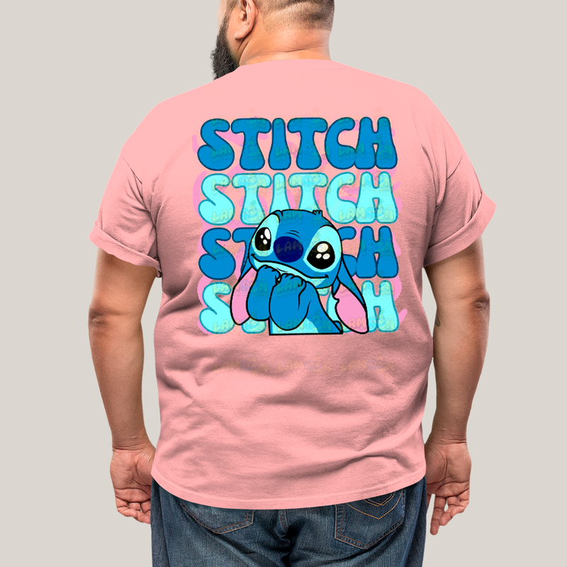 Camiseta Plus Size Algodão Unissex T shirt Lilo & Stitch Orelha Caida FC