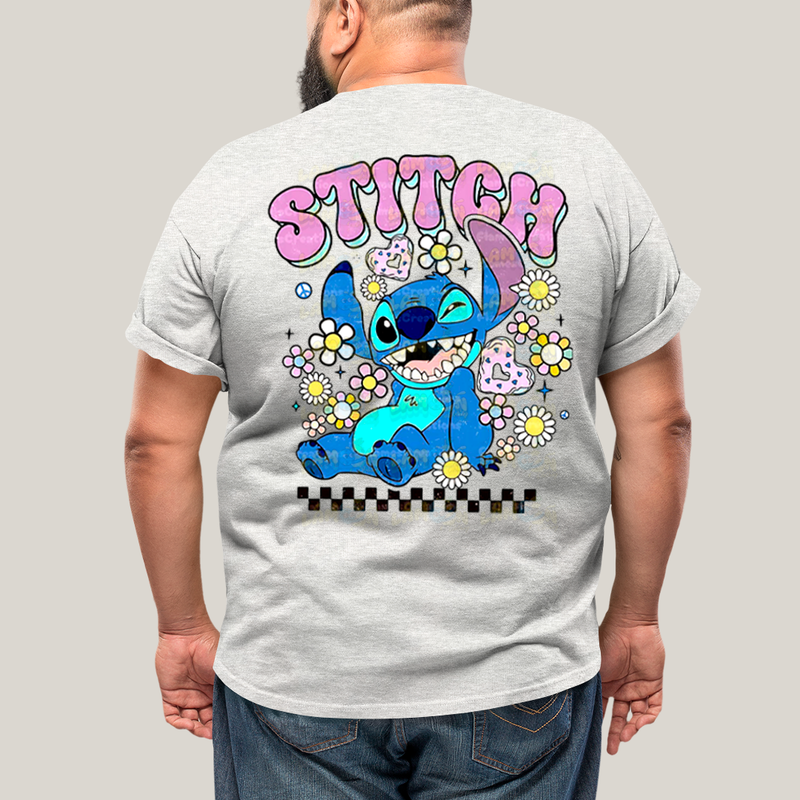 Camiseta Plus Size Algodão Unissex T shirt Lilo & Stitch Piscando FC