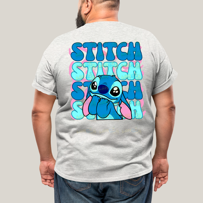 Camiseta Plus Size Algodão Unissex T shirt Lilo & Stitch Orelha Caida FC