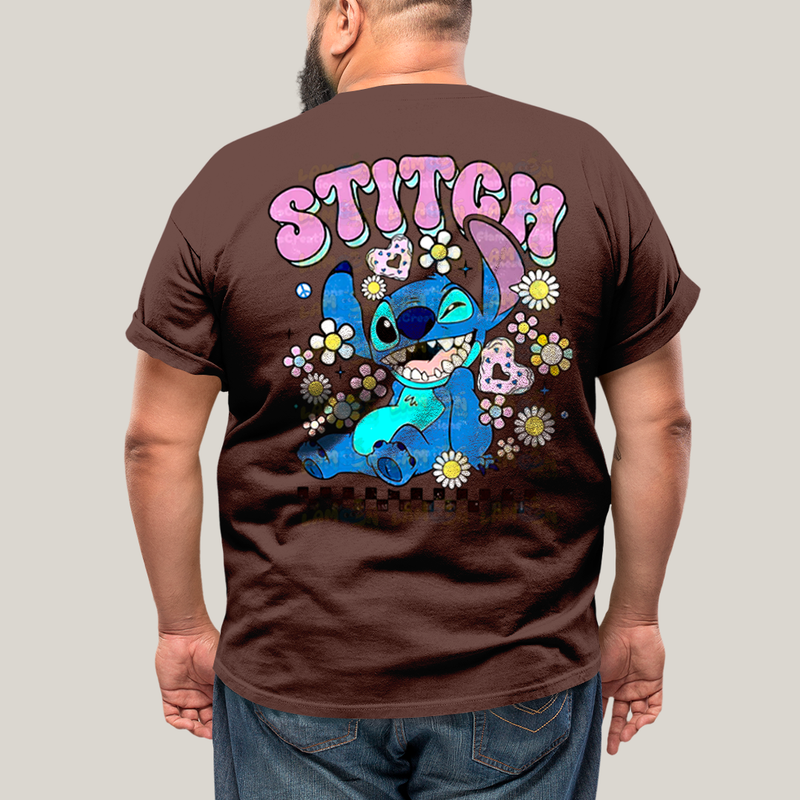 Camiseta Plus Size Algodão Unissex T shirt Lilo & Stitch Piscando FC