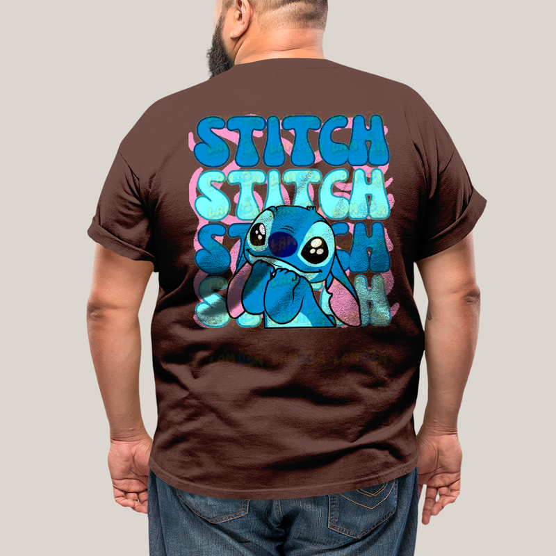 Camiseta Plus Size Algodão Unissex T shirt Lilo & Stitch Orelha Caida FC