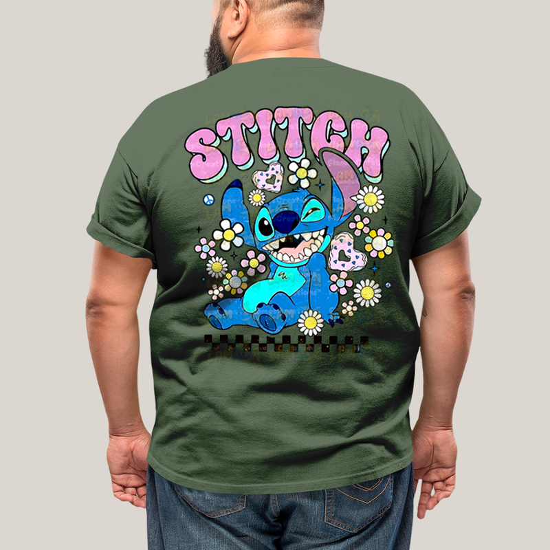 Camiseta Plus Size Algodão Unissex T shirt Lilo & Stitch Piscando FC