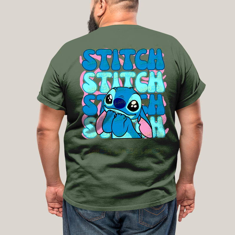Camiseta Plus Size Algodão Unissex T shirt Lilo & Stitch Orelha Caida FC