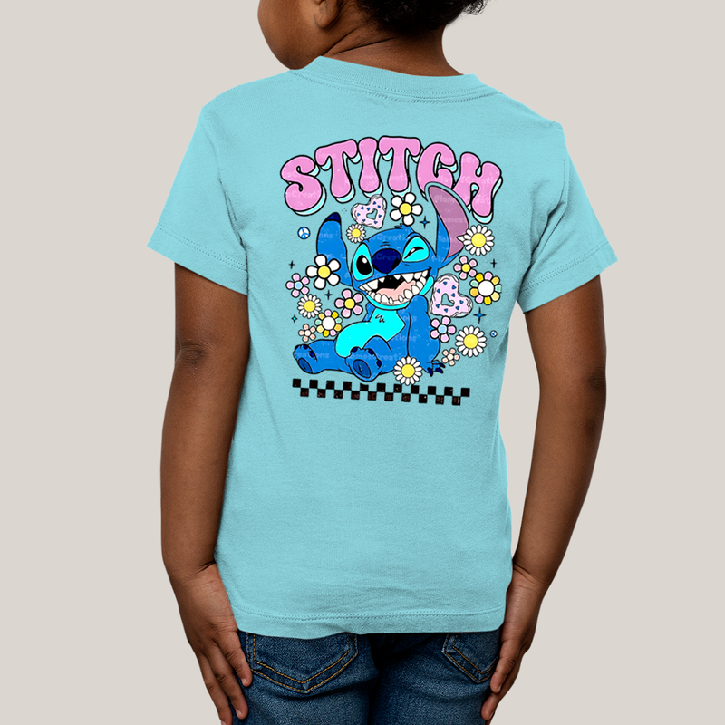 Camiseta Infantil Algodão Unissex T shirt Lilo & Stitch Piscando FC