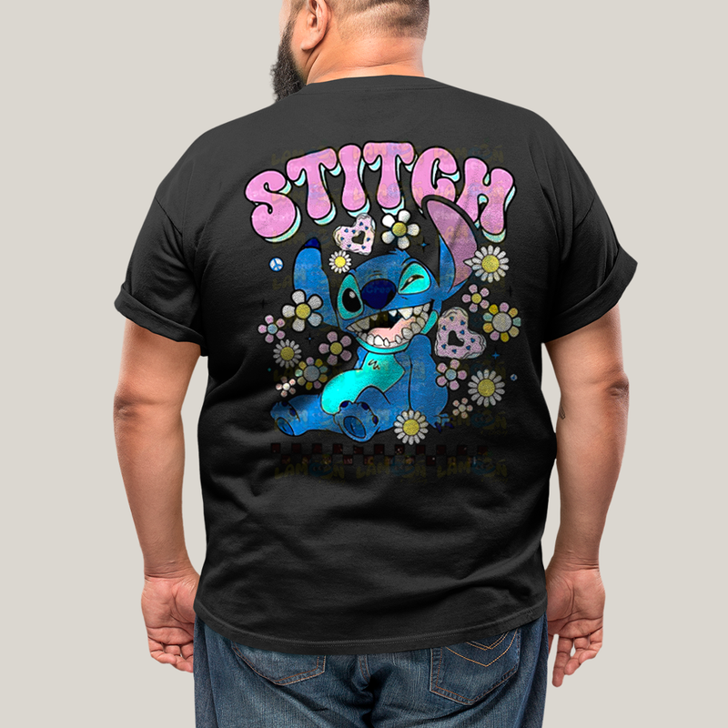 Camiseta Plus Size Algodão Unissex T shirt Lilo & Stitch Piscando FC