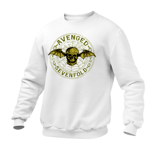 Moletom Gola Redonda Avenged Seven Fold Caveira Logo Dourado