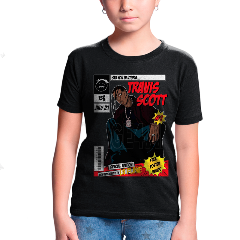 Camiseta Infantil Algodão Travis Scott See You In Utopia