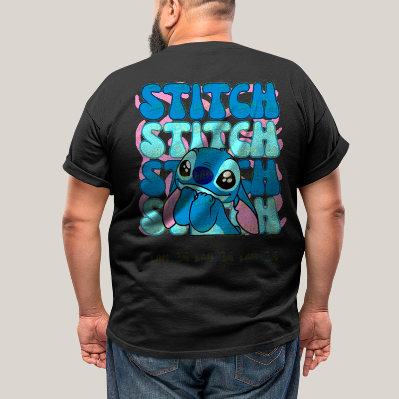 Camiseta Plus Size Algodão Unissex T shirt Lilo & Stitch Orelha Caida FC