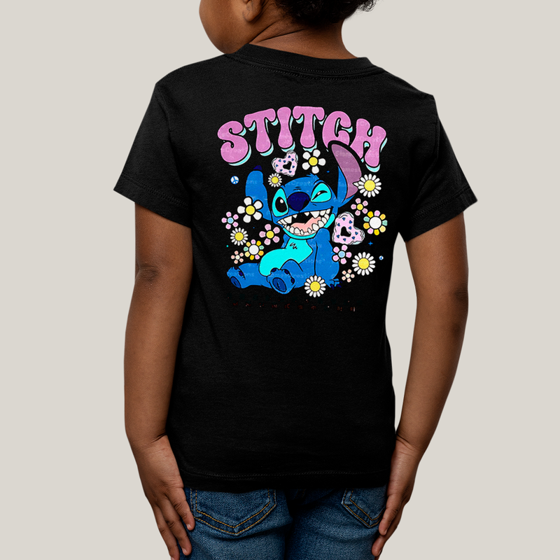 Camiseta Infantil Algodão Unissex T shirt Lilo & Stitch Piscando FC