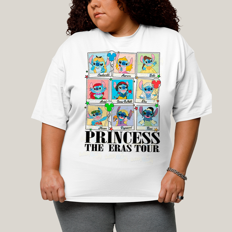 Camiseta Plus Size Algodão Unissex T shirt Lilo & Stitch Princess The Eras Tour FC