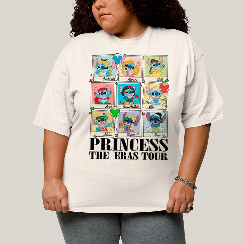 Camiseta Plus Size Algodão Unissex T shirt Lilo & Stitch Princess The Eras Tour FC