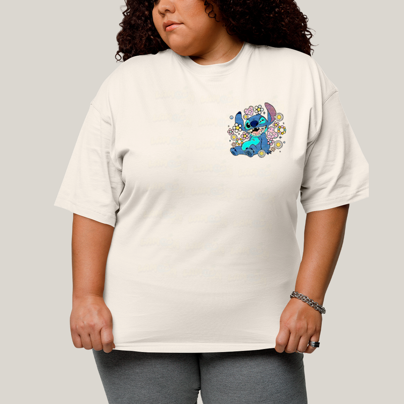 Camiseta Plus Size Algodão Unissex T shirt Lilo & Stitch Piscando FC
