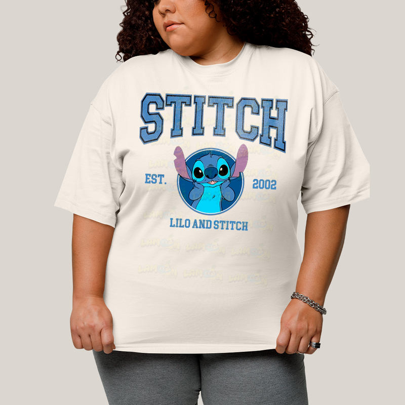 Camiseta Plus Size Algodão Unissex T shirt Lilo & Stitch Est.2002