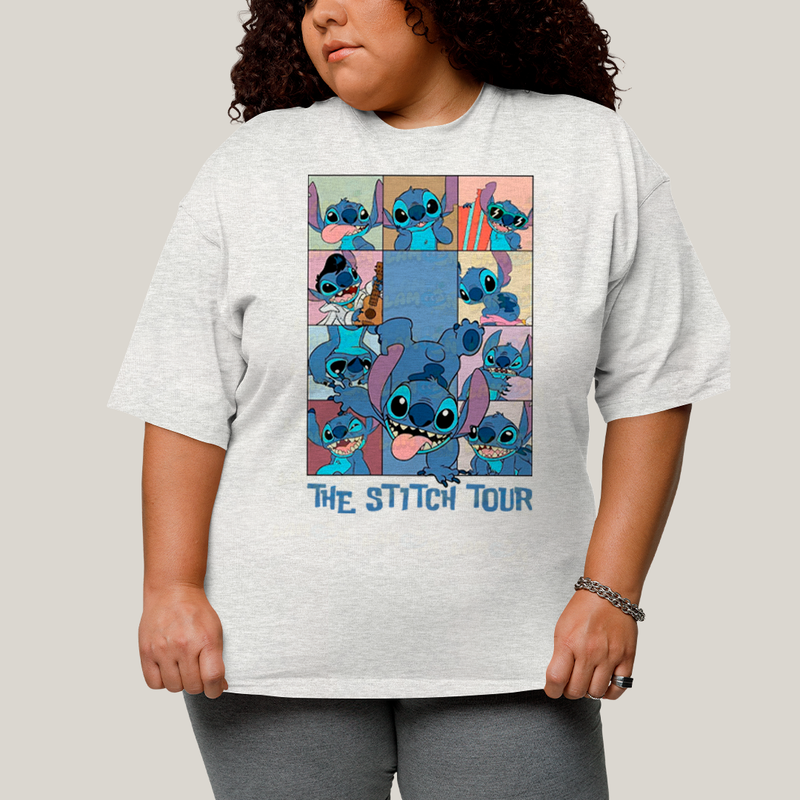 Camiseta Plus Size Algodão Unissex T shirt Lilo & Stitch The Stitch Tour