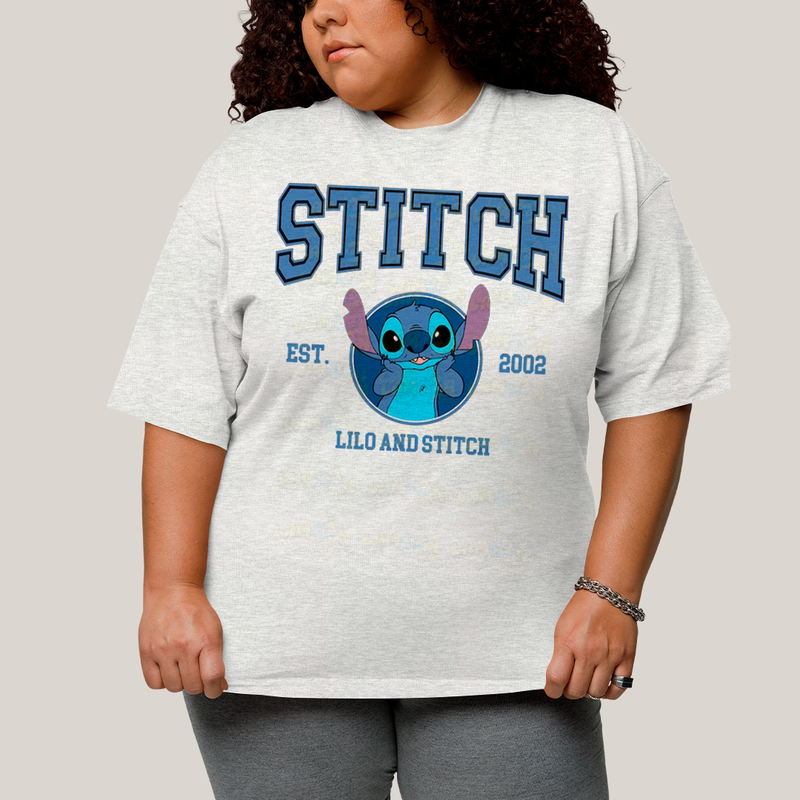 Camiseta Plus Size Algodão Unissex T shirt Lilo & Stitch Est.2002