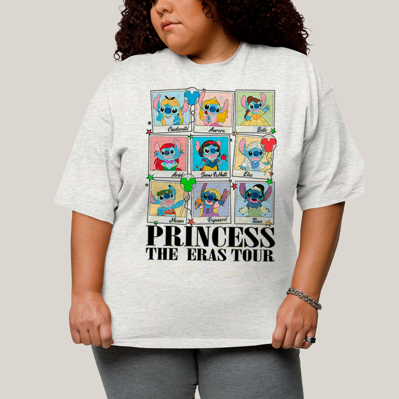 Camiseta Plus Size Algodão Unissex T shirt Lilo & Stitch Princess The Eras Tour FC