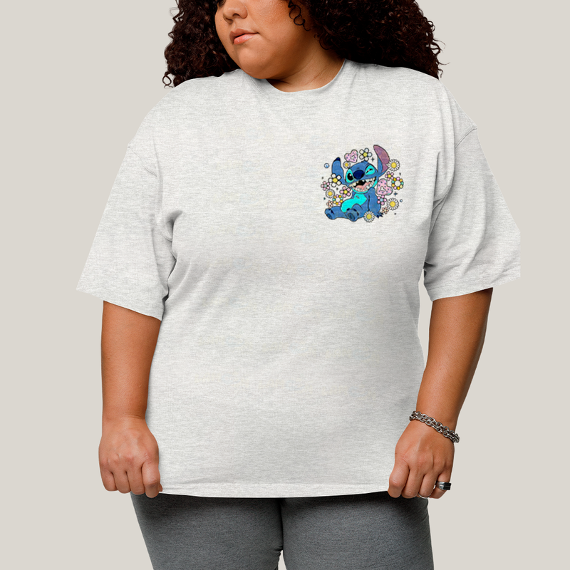 Camiseta Plus Size Algodão Unissex T shirt Lilo & Stitch Piscando FC