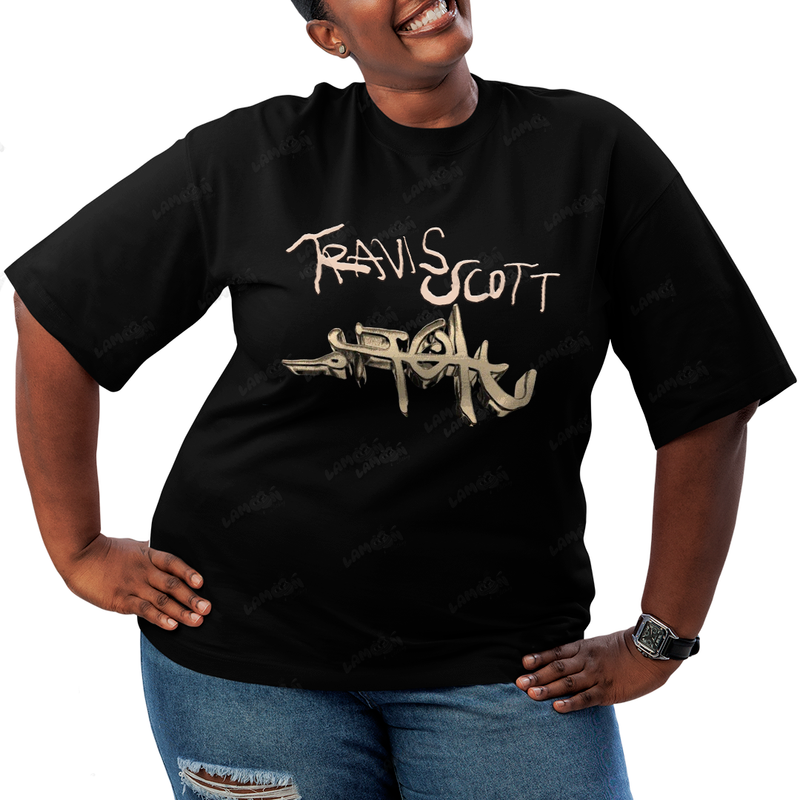 Camiseta Plus Size Algodão Travis Scott Grafite