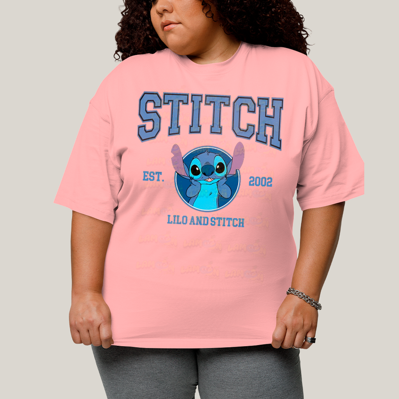 Camiseta Plus Size Algodão Unissex T shirt Lilo & Stitch Est.2002