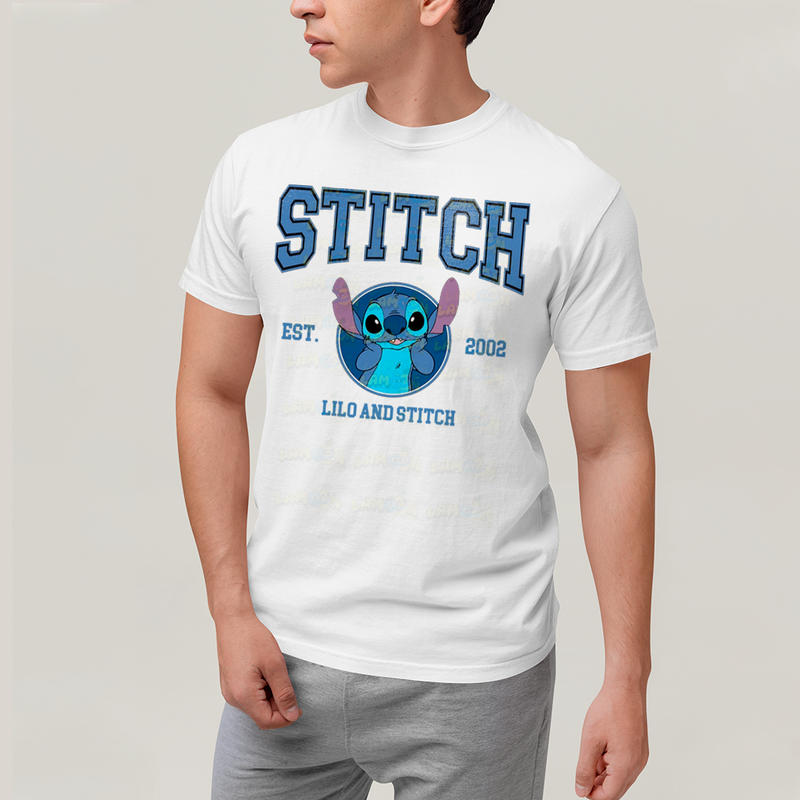 Camiseta Algodão Unissex T shirt Lilo & Stitch Est.2002