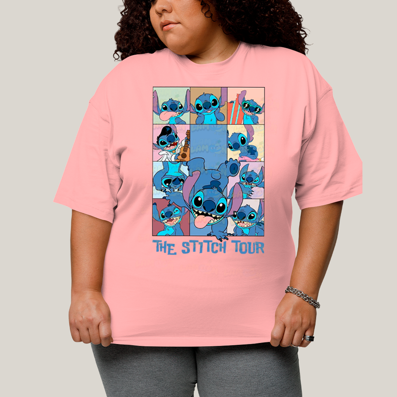 Camiseta Plus Size Algodão Unissex T shirt Lilo & Stitch The Stitch Tour