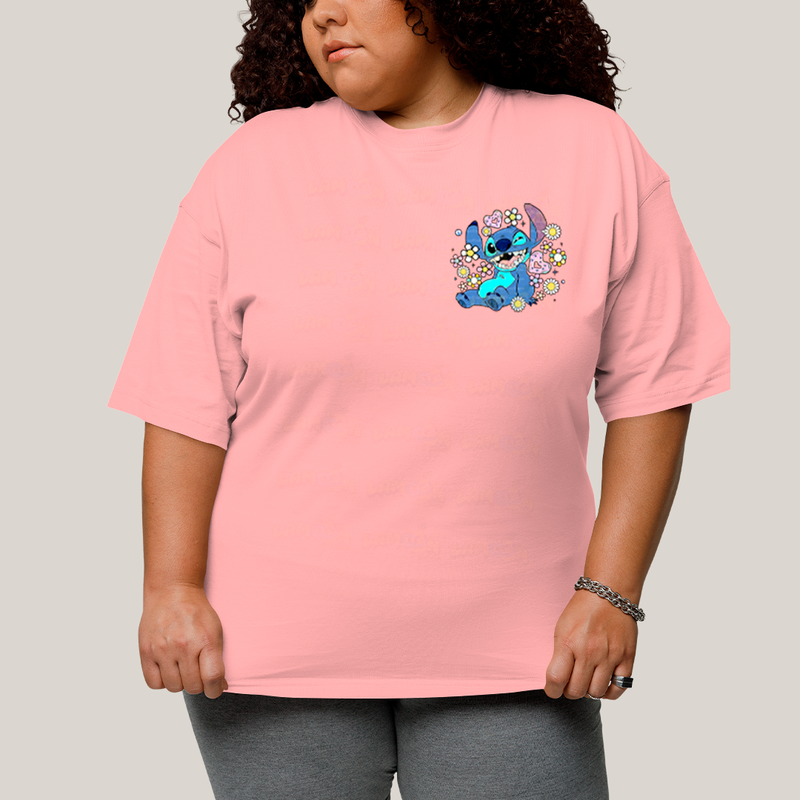 Camiseta Plus Size Algodão Unissex T shirt Lilo & Stitch Piscando FC
