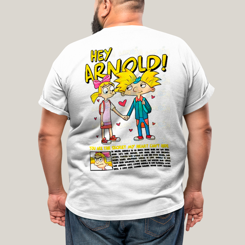 Camisa Algodão Unissex T shirt PLus Size Arnold & Helga BFF ou casal FC