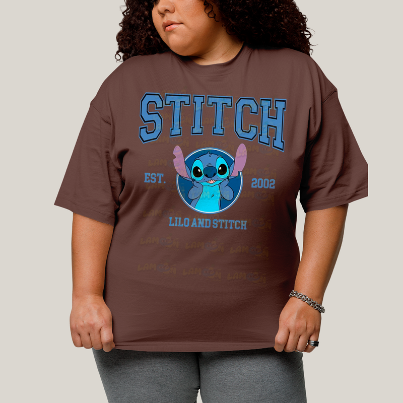 Camiseta Plus Size Algodão Unissex T shirt Lilo & Stitch Est.2002